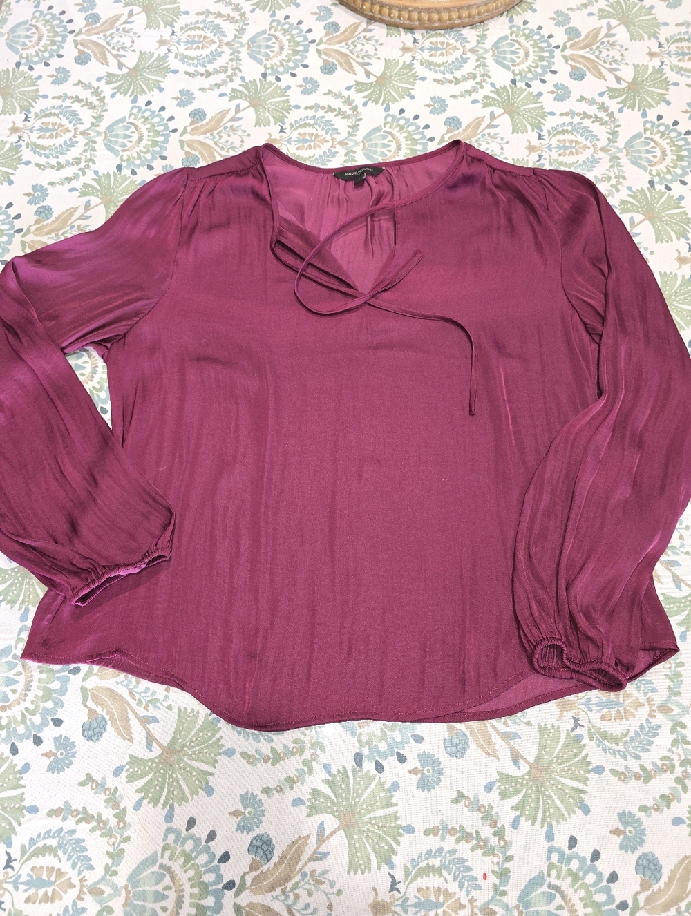 Banana Republic Berry Tie-Neck Long-Sleeve Blouse